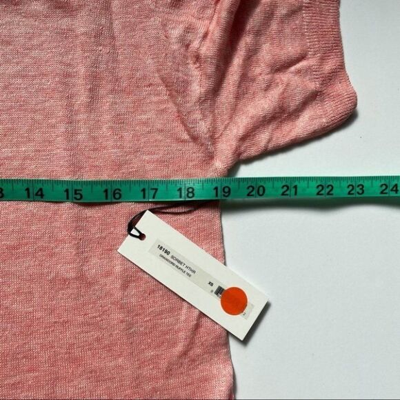 White + Warren Linen Drawcord Ruffle Tee Pink Size X-Size NWT - Picture 6 of 9